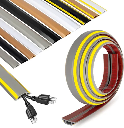Vista 11 de Rubber Bond Protector de cable de piso - Cubiertas de cable autoadhesivas fuertes para cables - Cubiertas de cable de extensión de perfil bajo
