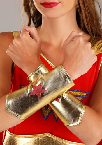 Vista 7 de Fun Costumes Disfraz de Mujer Maravilla con capa para mujer, traje de superhéroe rojo, blanco y azul con capa y accesorio de corona para Halloween
