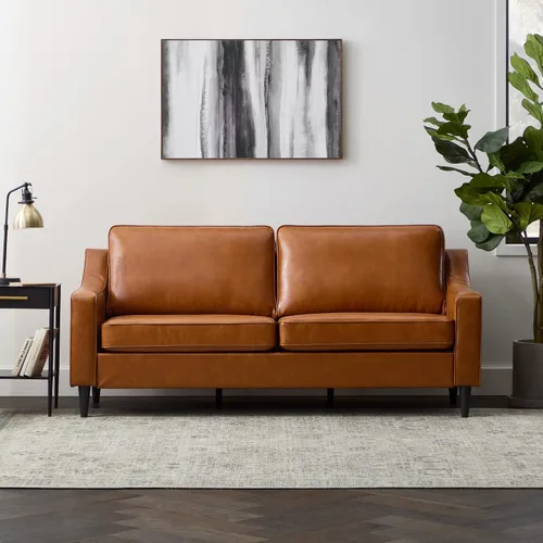 Vista 10 de Edenbrook Sofá tapizado Archer - Asientos Tres - Brazo Recto Diseño Moderno, Terciopelo Verde