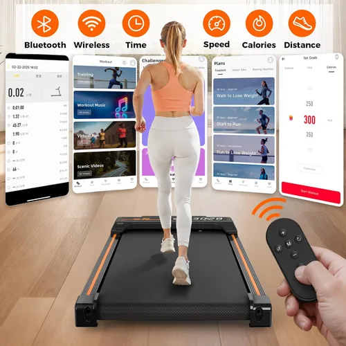 Vista 2 de Caminadora para el hogar y la oficina - Cinta de correr para debajo del escritorio con 6% de inclinación manual, control remoto, pantalla LED, motor