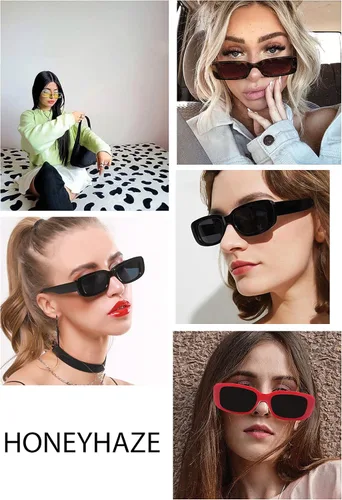 Vista 3 de Retro Rectangle Sunglasses for Women Trendy 90s Vintage Sunglasses UV400 Protection Narrow Square Frame