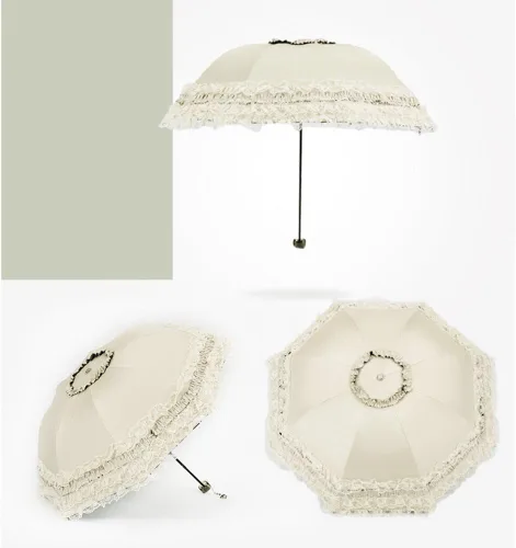Vista 65 de Honeystore Paraguas plegable a prueba de rayos ultravioleta Princess Lace Parasol con cúpula anti-UV