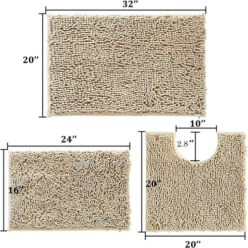 Vista 3 de Juego de alfombras para baño de 3 piezas, juego de alfombrillas antideslizantes, alfombras de baño extra suaves, juego de alfombrillas de baño