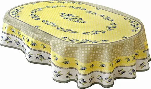 Vista 11 de Home Bargains Plus Mantel rectangular de tela, juego de 4 manteles individuales, estampado Olivier amarillo y gris oliva, manteles individuales