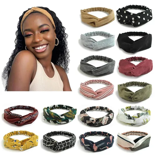 Vista 16 de DRESHOW - Paquete de 10 diademas para mujer con diseño entrecruzado vintage, estilo bohemio, trenzadas, elásticas, accesorios para el cabello