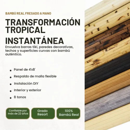 Vista 2 de amaZulu - Paneles de pared de bambú natural de 4 x 8 pulgadas, revestimiento de tambor gris, tono neutro fresco, pared de acento flexible