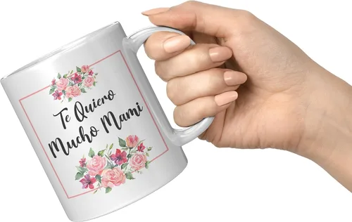 Vista 5 de Coveted Goods Te Quiero Mucho Mami Taza – Regalo para el Día de la Madre Española para Mamás Latinas – Taza de café de cerámica blanca de 11 oz
