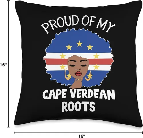 Vista 4 de African pride gifts Strong Afro American women Orgulloso cojín de raíz caboverdiana del mes de la historia negro, 16 x 16 pulgadas, multicolor