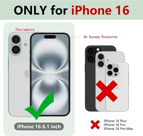 Vista 2 de Korecase Funda de teléfono para iPhone 16 con anillo de soporte, grado militar, a prueba de golpes, cuerpo completo, protección resistente para Negro
