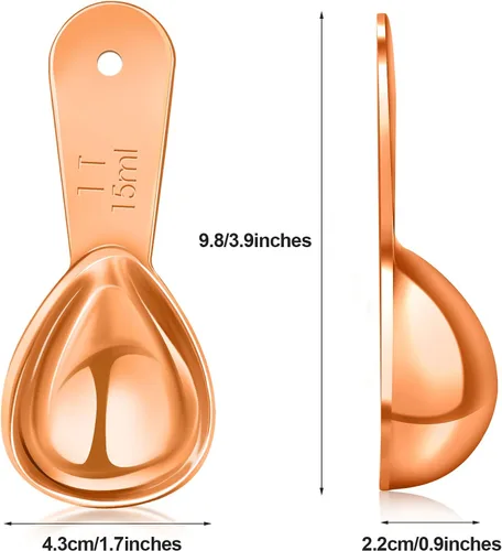 Vista 2 de Patelai Cuchara de café de 3 piezas, cucharas medidoras de acero inoxidable, cucharadas de café de mango corto para té, azúcar, cocina, regalos