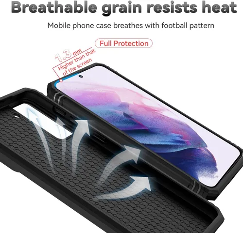 Vista 9 de Funda para Galaxy S21, con protectores de pantalla y funda para cámara, [grado militar] de 16 pies. Funda a prueba de caídas con función de atril