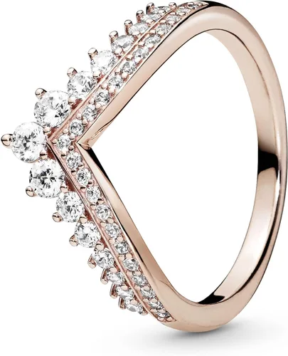 Vista 2 de Anillo Pandora Princess Wishbone - Anillo de oro rosa para mujer - Anillo de superposición - Regalo para ella - 14k de oro rosa con circonia cúbica