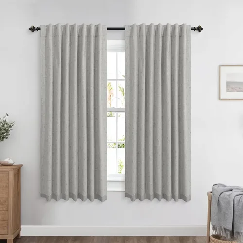 Vista 67 de KOUFALL - Cortinas de medio estilo francés de lino para ventana, juego de 2 cortinas cortas de 40 pulgadas de longitud, para privacidad, cortinas