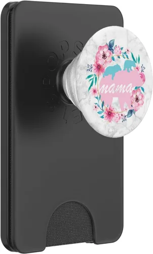 Vista 7 de Mama Bear Pop Socket 2 Cubs Marble Flowers Regalos para el Día de la Madre - PopSockets Grip and Stand for Phones and Tablets