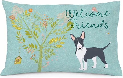 Vista 54 de Caroline's Treasures BB7625PILLOWCASE - Funda de almohada decorativa de tela con texto en inglés "Welcome Friends" Airedale Terrier estándar