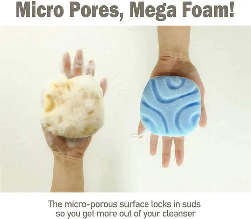 Vista 9 de myHomeBody Spa Day Bath & Facial Bundle - Esponja de baño de lufa con esponjas faciales de doble textura