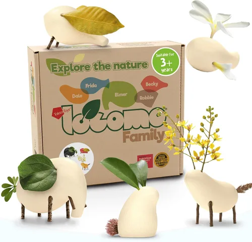 Vista 11 de Taksa Toys Locomo Family - 1 figuras educativas de Waldorf de juego al aire libre, juguetes Montessori de animales de madera para niños de 3, 4, 5