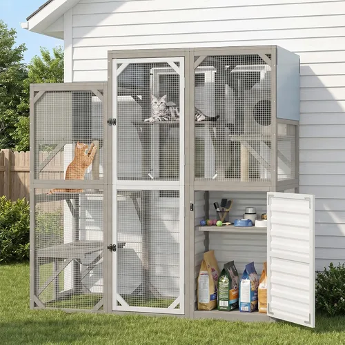 Vista 11 de Catio portátil de 63" con ruedas, recinto para gatos al aire libre