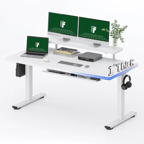 Vista 46 de FLEXISPOT Escritorio Eléctrico de Pie de Una Pieza, 40 x 24 Pulgadas Escritorio Ajustable con Superficie Sin Costuras, Controlador de Memoria