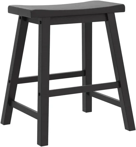 Vista 4 de Lexicon Finnian Saddle - Juego de 2 taburetes de madera maciza, taburetes de cocina para comedor, asientos de silla de mostrador sin brazos, Arena