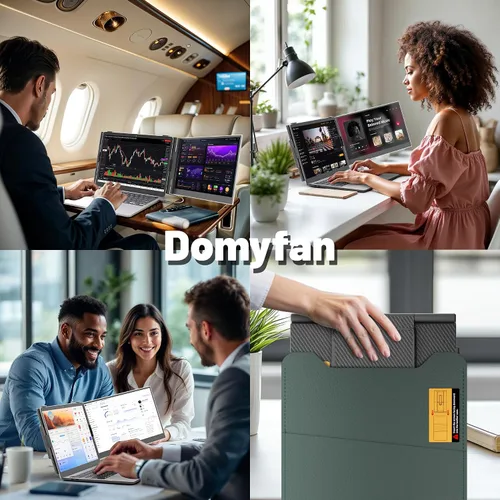 Vista 7 de domyfan Extensor de pantalla para portátil de 14 pulgadas, extensor de monitor dual portátil ultrafino con pantalla IPS FHD 1080P, Plug & Play a