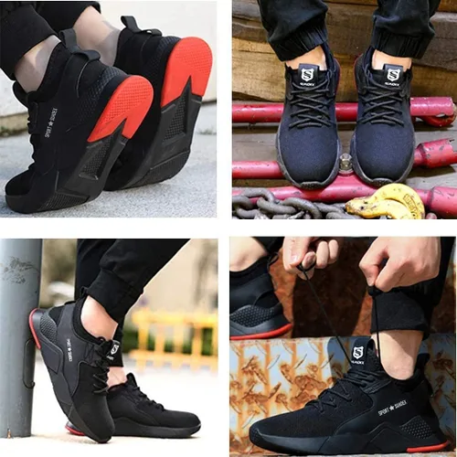 Vista 6 de SUADEX Zapatos de punta de acero para hombres y mujeres, zapatos de trabajo ligeros, indestructibles y transpirables, zapatos de seguridad