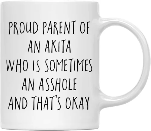 Vista 122 de Andaz Press Funny Dog - Taza de café de 11 onzas, regalo de broma, orgulloso padre de un afenpinscher que es a veces un gilipollas y eso está bien