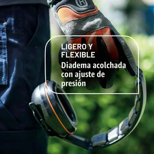 Vista 2 de Husqvarna - Protector auditivo profesional de 25 dB (A) NRR, ligero, acolchado, diseño de concha, color negro
