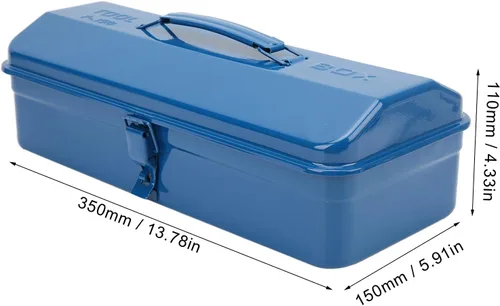 Vista 4 de Portable Tool Storage Box Large Capacity Steel Tool Organizer Toolbox for Car Auto Repair Tools Blue 13.8x5.9x4.3in