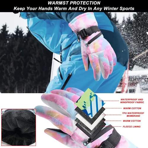 Vista 3 de Avicill Guantes de esquí para nieve, guantes de nieve para hombre, guantes de nieve impermeables para mujer, guantes de snowboard para exteriores