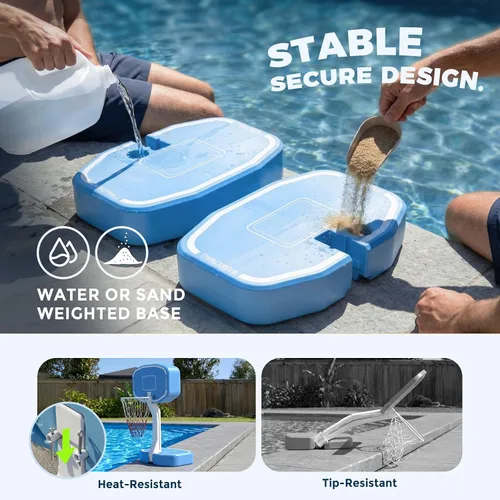 Vista 3 de Pool Volleyball Net&Pool Basketball Hoop 2 in 1,Pool Volleyball Net for Inground pools,Pool Basketball Hoop Poolside with Base&Stand，Includes 3