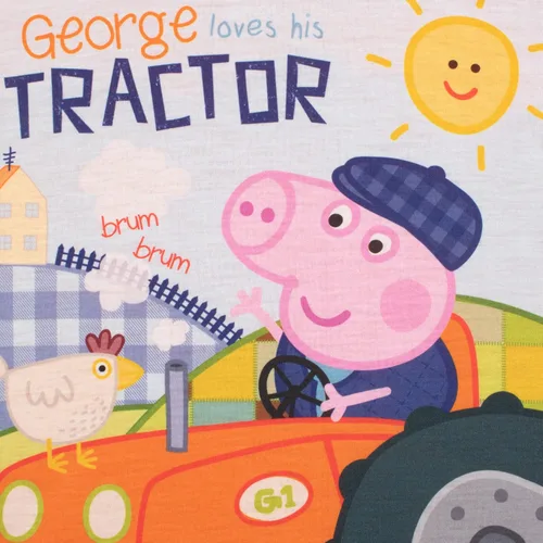 Vista 3 de Peppa Pig Conjunto de pijama de manga larga para niños de George Pig Tractor Farm