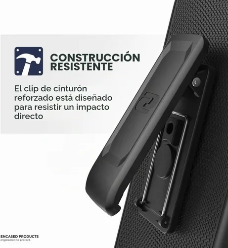 Vista 5 de Encased Rebel Series - Funda protectora resistente con clip para cinturón (2021) diseñada para Samsung Galaxy S21 Ultra - Negro