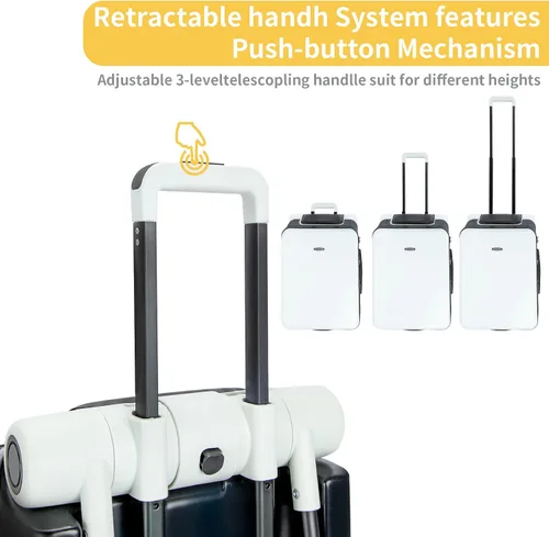 Vista 6 de LemoHome Equipaje expandible con ruedas giratorias, maletas grandes con diseño de asiento para niños, equipaje duro para mujeres y hombres, equipaje
