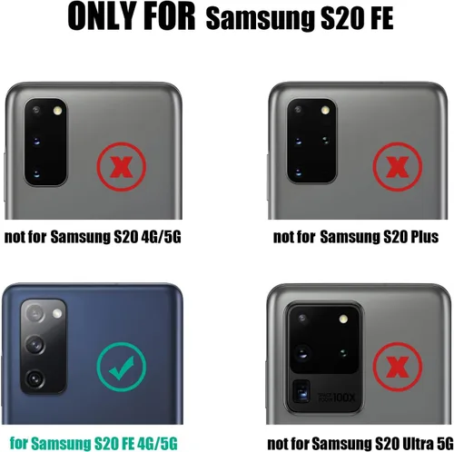 Vista 7 de Nvollnoe Funda para Samsung S20 FE con tarjetero de doble capa de protección resistente para Galaxy S20 FE, ranura para tarjeta oculta Funda delgada