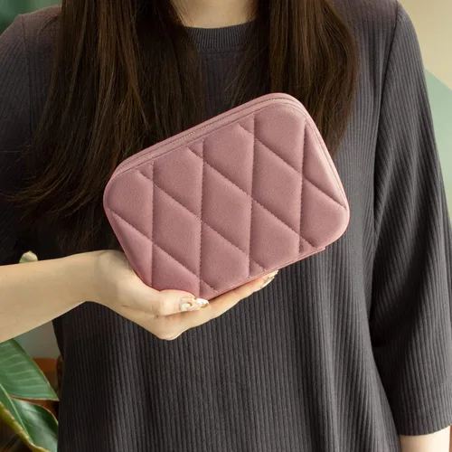 Vista 6 de KAMIER Joyeros pequeños para mujer Caja organizadora de joyería de terciopelo para aretes, anillos, collares Lindo joyero para mujeres, hombres