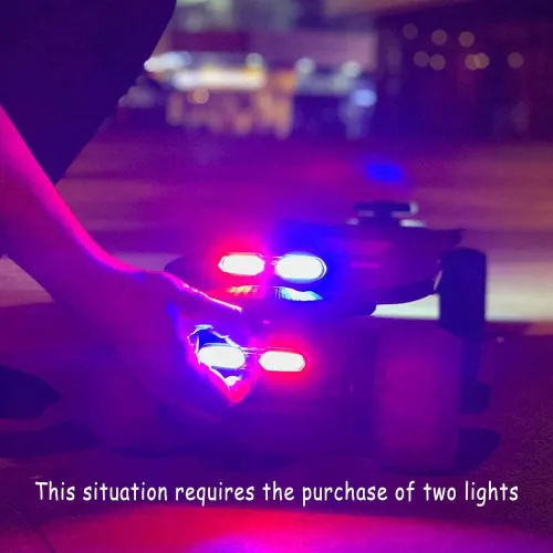 Vista 5 de IWONDER V3.0 - Luces LED recargables por USB para patineta, accesorios de patineta eléctrica superbrillantes (rojo/azul/blanco), luces delanteras