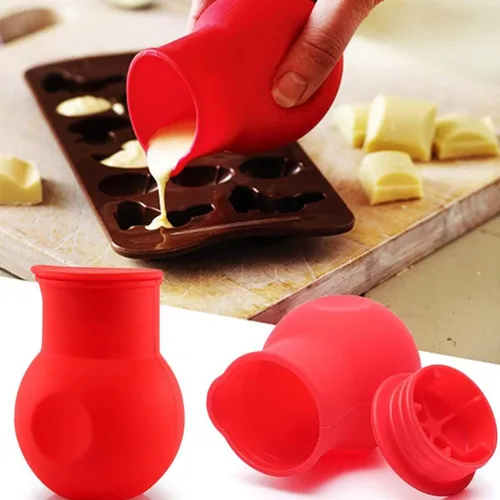Vista 3 de 6 piezas de olla de silicona para derretir chocolate, salsa de mantequilla, leche y microondas, herramienta de vertido para hornear