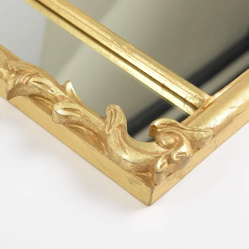 Vista 3 de Best Home Fashion Espejo de pared adornado con arco o corona, marco de madera con acabado dorado, forma rectangular, 40 pulgadas de largo x 24