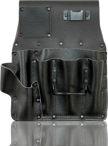 Vista 11 de Graintex Bolsa de yeso de cuero de grano superior resistente, soporte para martillo de acero, cinturón de herramientas de yeso, bolsa