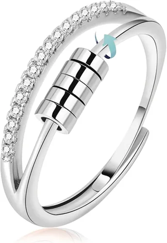 Vista 11 de Vito 925 Sterling Silver Fidget Anxiety Open Ring for Women Men