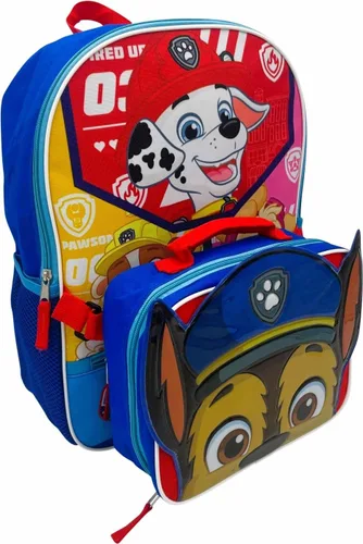 Vista 3 de Fast Forward Mochila desplegable con licencia para niños de 16 pulgadas con lonchera (Paw Patrol-Boy)