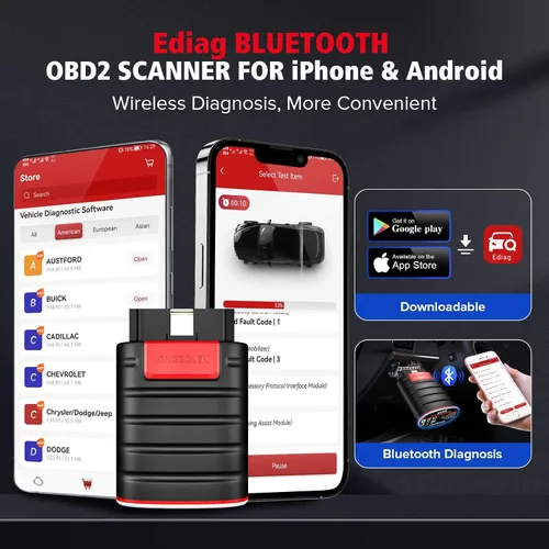 Vista 7 de KINGBOLEN Ediag OBD2 escáner Bluetooth, herramienta de diagnóstico bidireccional para todo el sistema para iOS y Android, prueba activa, más de 15