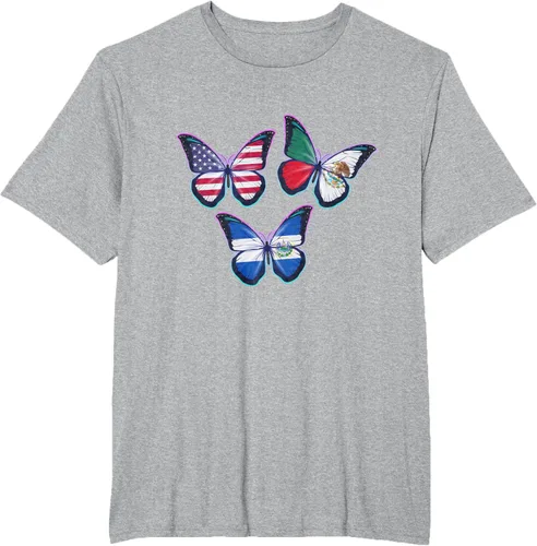 Vista 47 de Multiculti Heritage. Camiseta El Salvador México y Estados Unidos
