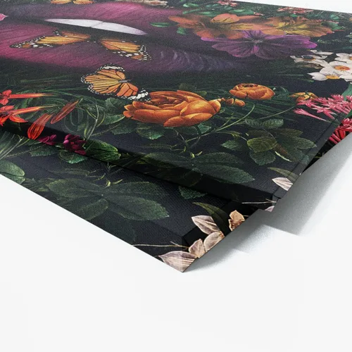 Vista 5 de Sense Canvas Lienzo decorativo de labios con flores botánicas, decoración del hogar, póster pequeño de 16 x 12 / 0.75 pulgadas Labios Flores