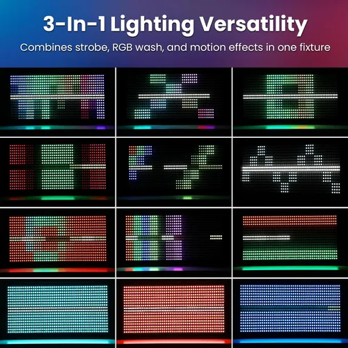Vista 7 de Betopper LF4808 Luces de efecto estroboscópico de matriz de 260 W, luces estroboscópicas de lavado y cegadoras, mapeo de píxeles y efectos