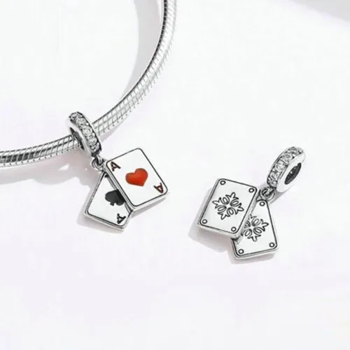 Vista 3 de Love You Lock Key Fit Pandoras pulseras de plata de ley 925 colgantes con cuentas de corazón para mujer