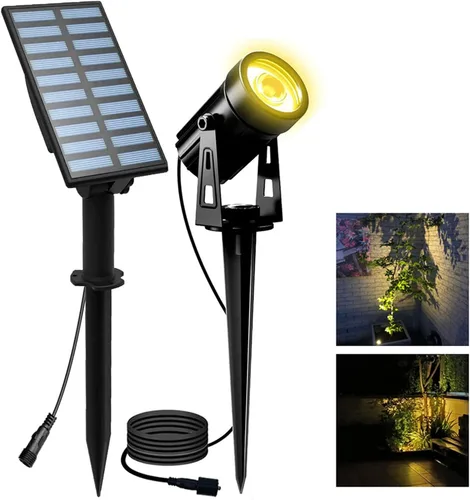 Vista 14 de T-SUN Focos solares al aire libre impermeables, luces de paisaje solares 2 en 1 LED para jardín, focos solares para árbol, jardín, estanque, piscina
