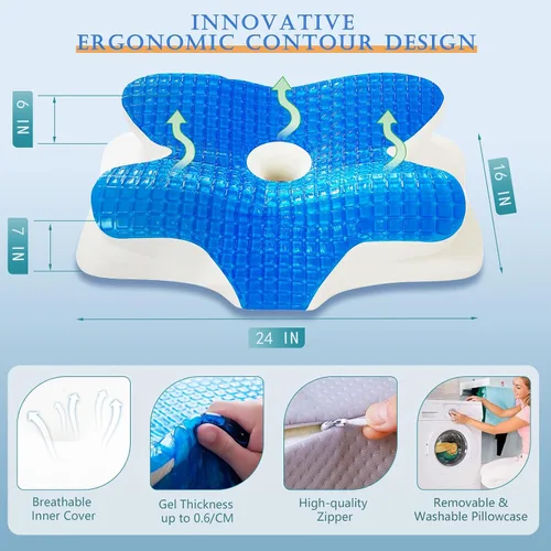 Vista 5 de EUCIOR - Almohadas de gel refrescante para cuello y hombros, almohada cervical para dormir cómodamente, almohadas ergonómicas de espuma