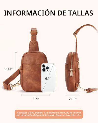 Vista 7 de Bolsos cruzados de Telena para mujer, bolso de piel para mujer, bolso cruzado de bandolera para mujer, bolso de viaje 0-marrón moca